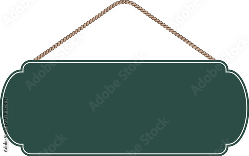 Illustration of a hanging sign board with blank copy space. Empty sign board with rope for your design. 