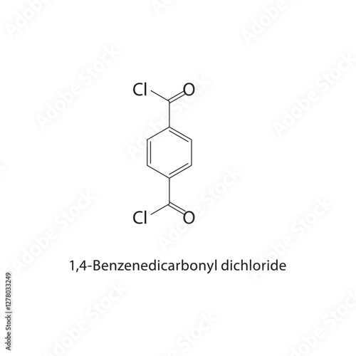 1,4-Benzenedicarbonyl dichloride skeletal structure.Acyl Chloride compound schematic illustration. Simple diagram, chemical formula.