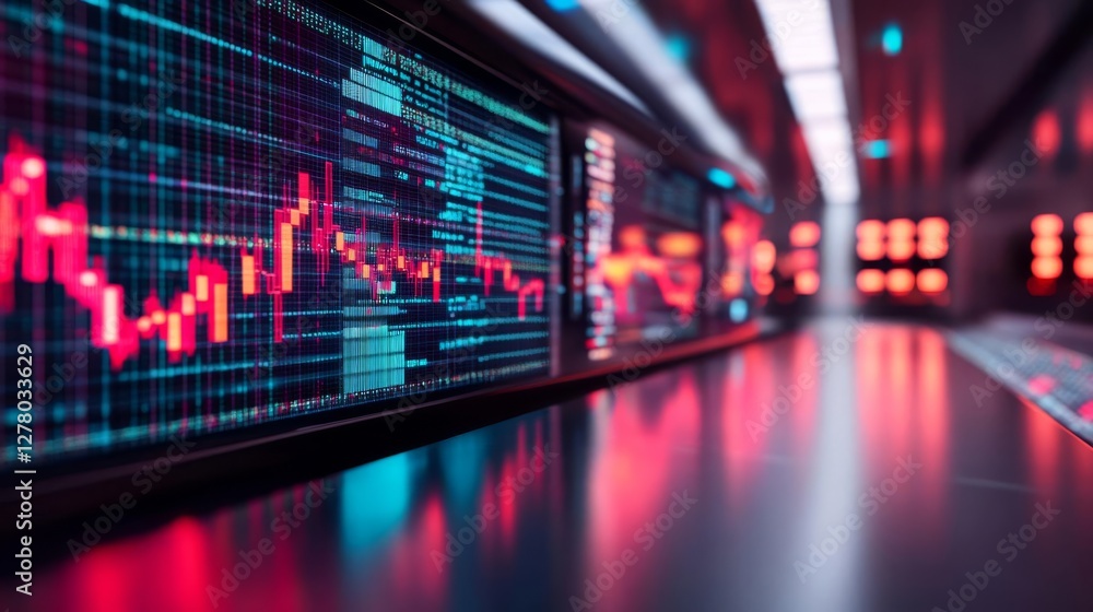 Fototapeta premium A futuristic AI-driven stock market exchange optimizing growth