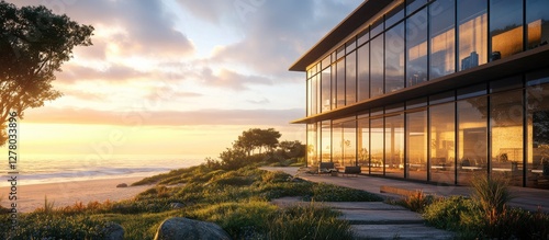 Coastal Modern Mansion Sunrise photo