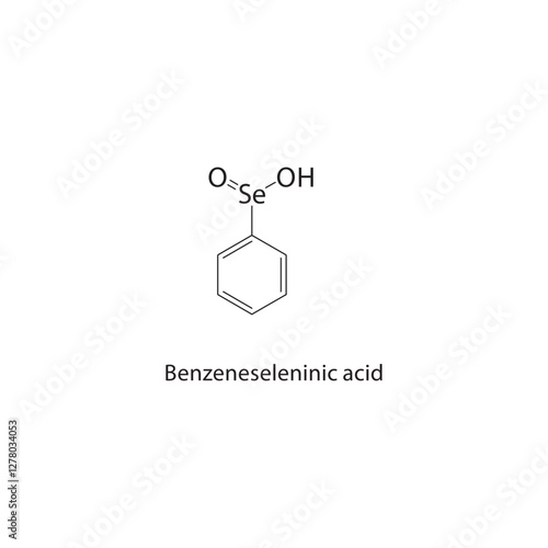 Benzeneseleninic acid skeletal structure.Seleninic Acid compound schematic illustration. Simple diagram, chemical formula.