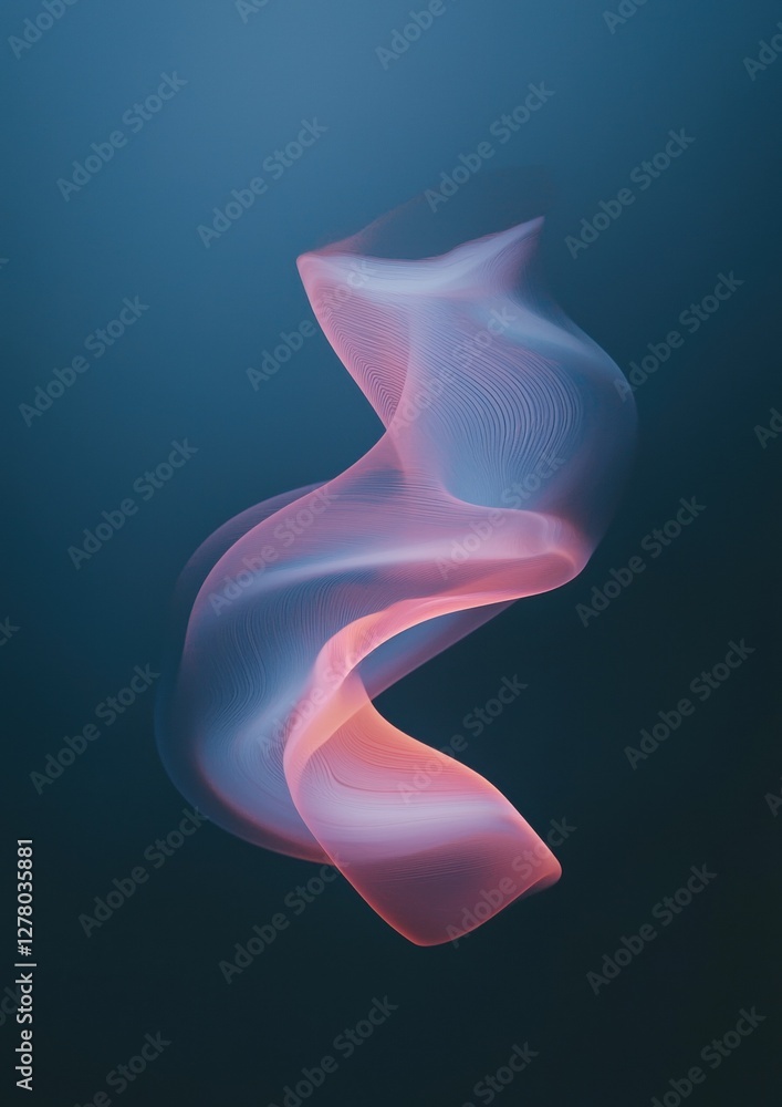 Abstract digital art piece with a dark blue background. in the center of the image, there is a pink and blue wave-like shape that appears to be flowing in different directions. Abstract digital art piece with a dark blue background. in the center of the image, there is a pink and blue wave-like shape that appears to be flowing in different directions.