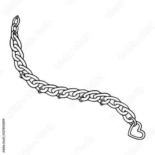heart pendant chain outline