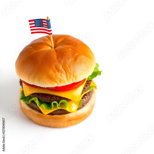 Double Cheeseburger with American Flag