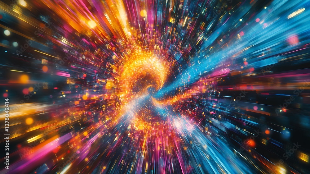 Fototapeta premium Abstract Colorful Light Speed Vortex Burst