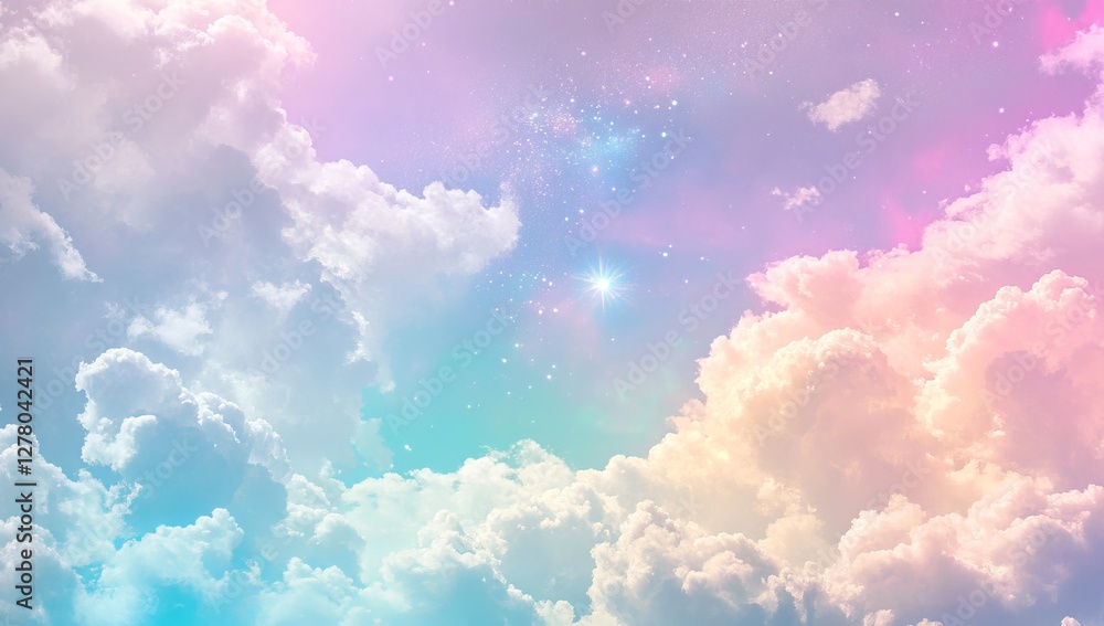 Pastel sky, clouds, stars, dreamy, background, design, artwork, ethereal Pastel sky, clouds, stars, dreamy, background, design, artwork, ethereal