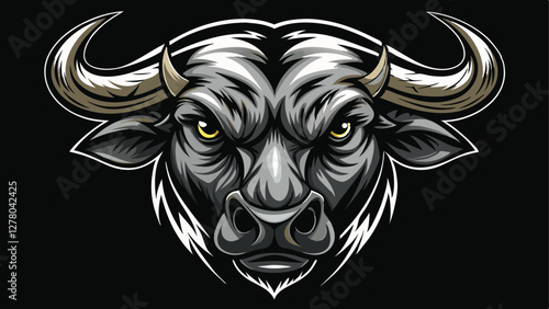 Bold and Modern Stylized Bull Logo in Black and White – Vector Illustration