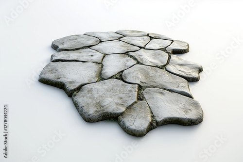 3D Rendered Worn Concrete Patch, Isolated
