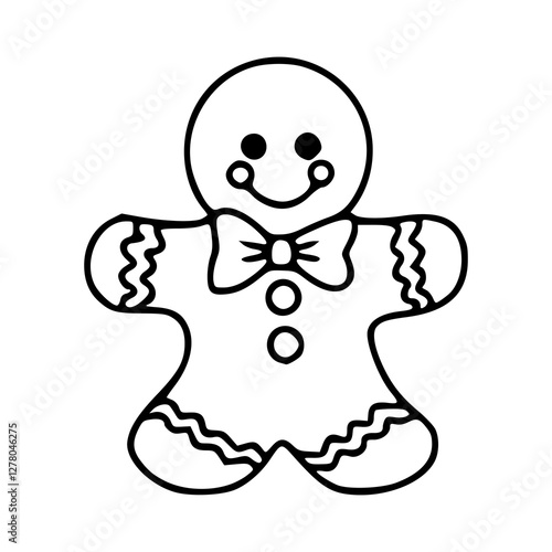 a line art drawing of a christmas gingerbread cartoon cookie