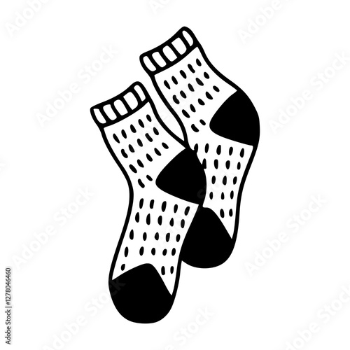 a black and white drawing of a pair of socks