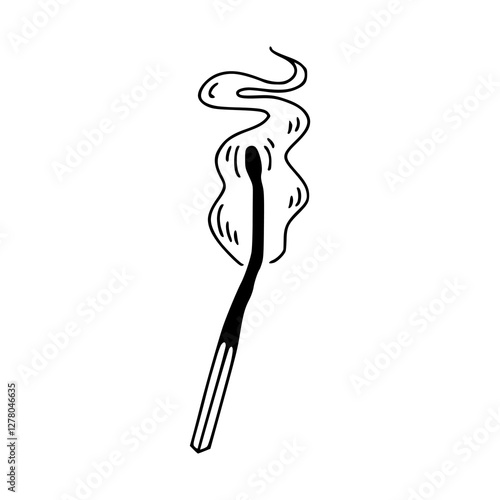 wooden match stick with smoke outline
