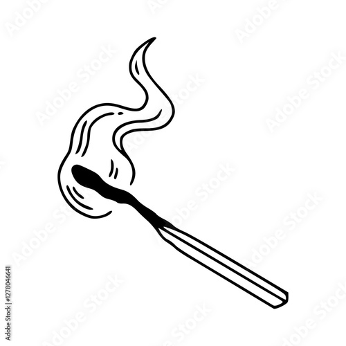 wooden match stick with smoke outline