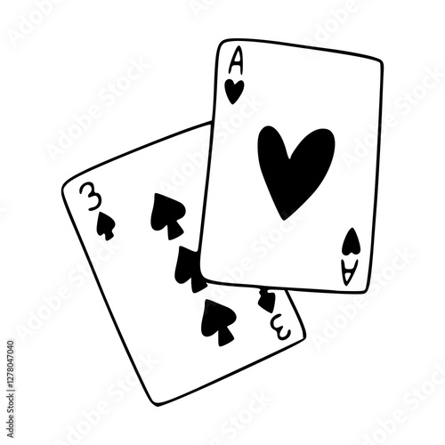 ace of hearts and three of spades line art