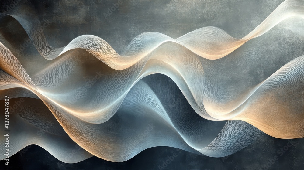 Abstract depiction of flowing waves with varying shades of color Abstract depiction of flowing waves with varying shades of color