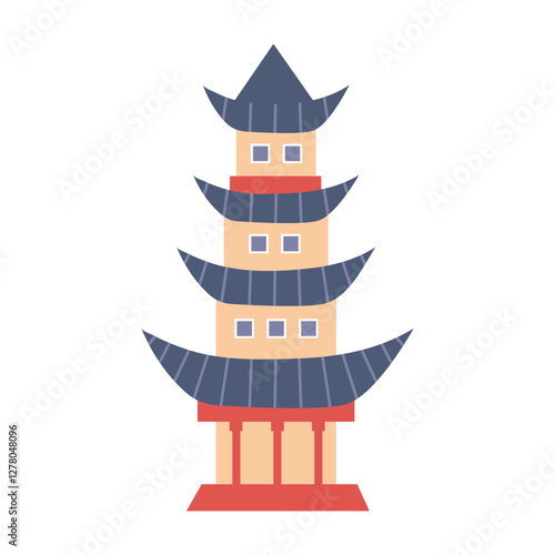 Illustration of a Traditional Asian Pagoda. White background, isolate
