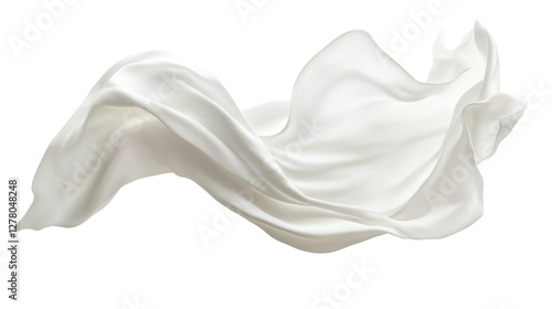 Soft white cloth waving isolated on transparent background for graphic design or wallpaper.	
