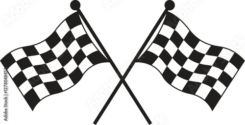 Double crossed chackered flag racing flags eps vector	