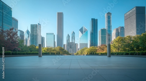 Fototapeta Naklejka Na Ścianę i Meble -  Federal Reserve building with a backdrop of the city skyline. Featuring fiscal oversight and market regulation