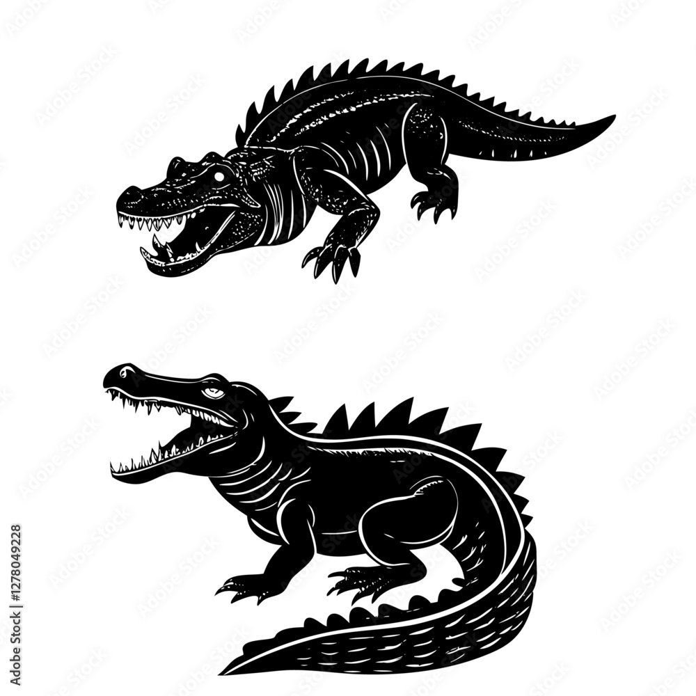 Obraz premium Alligator and Crocodile Illustrations