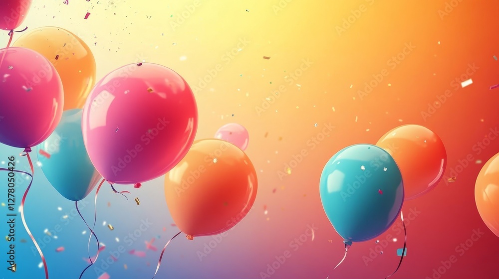 a group of colorful balloons floating against a gradient background. a group of colorful balloons floating against a gradient background.