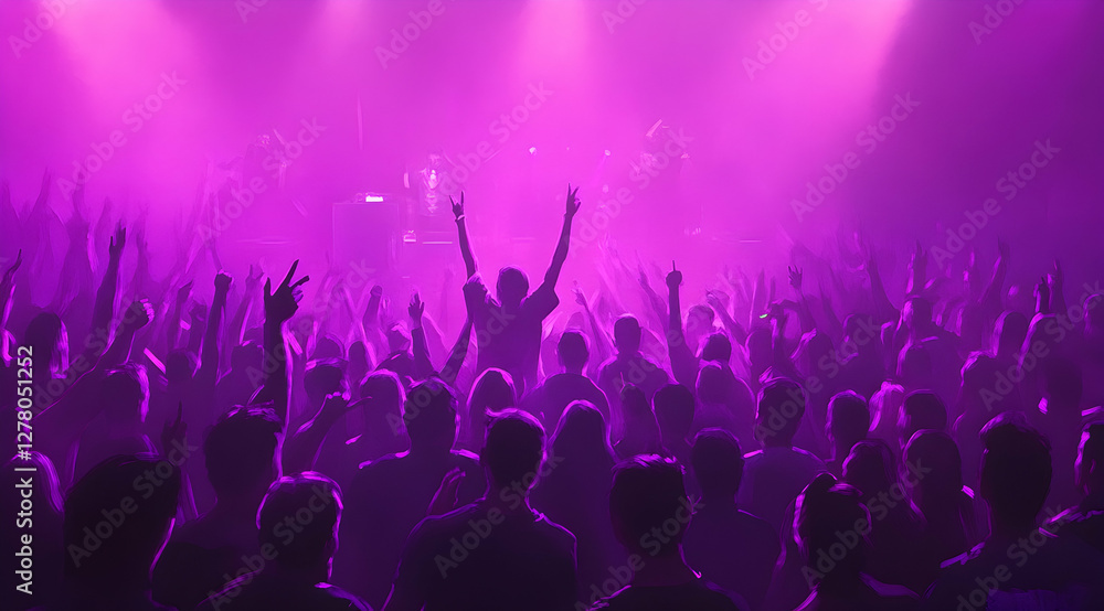 Photo of a crowd cheering and dancing at an open-air club concert Photo of a crowd cheering and dancing at an open-air club concert