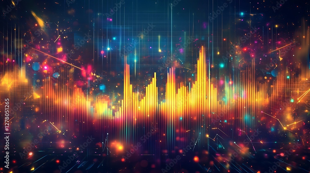 Obraz premium Abstract Colorful Light Pillars and Glowing Particles