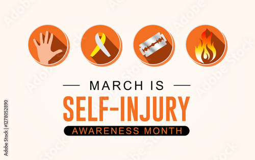 Wallpaper Mural Vector illustration on the theme of Self Injury Awareness Day In honour of Adolescence, which occurs annually on March 1st.. Best for banners, posters, and social media posts. Torontodigital.ca