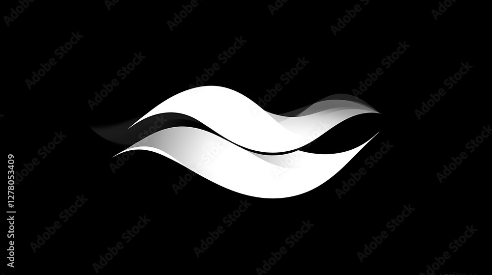 Abstract White Waves on Black Background Abstract White Waves on Black Background