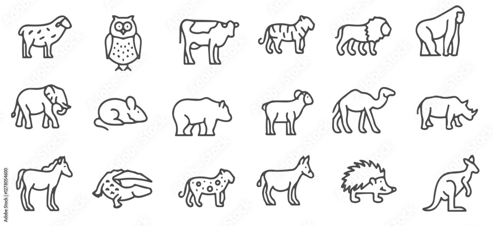animals and pets icons set. editable animals and pets icons set. editable