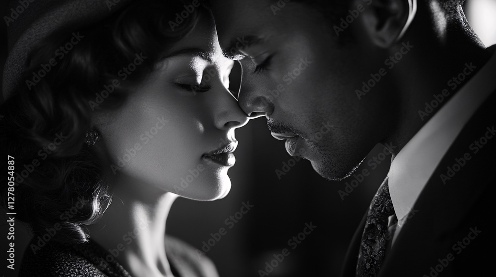 Fototapeta premium A Loving Couple Embraces Close To Each Other Tenderly
