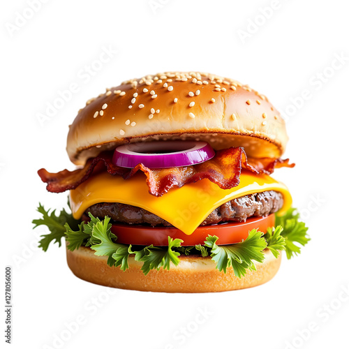 Bacon Cheeseburger: Recipe & Photos isolated on transparent background