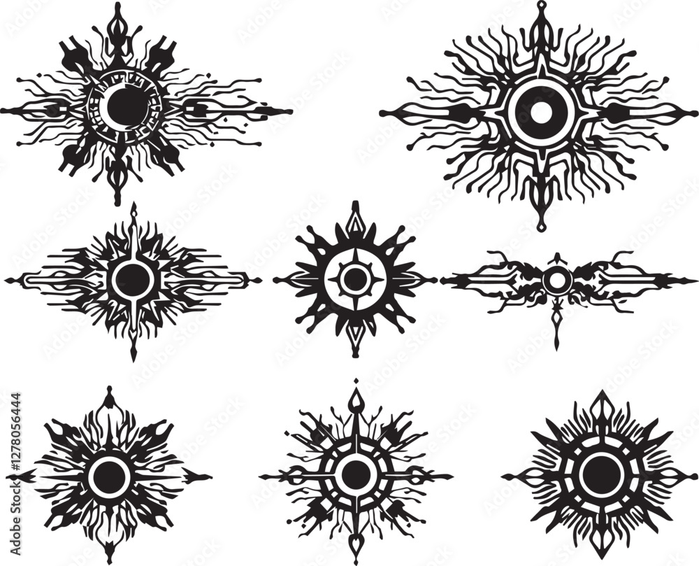 Set of elements for flat design, patterns, ornaments, mandalas. Hand drawn vector illustration Set of elements for flat design, patterns, ornaments, mandalas. Hand drawn vector illustration