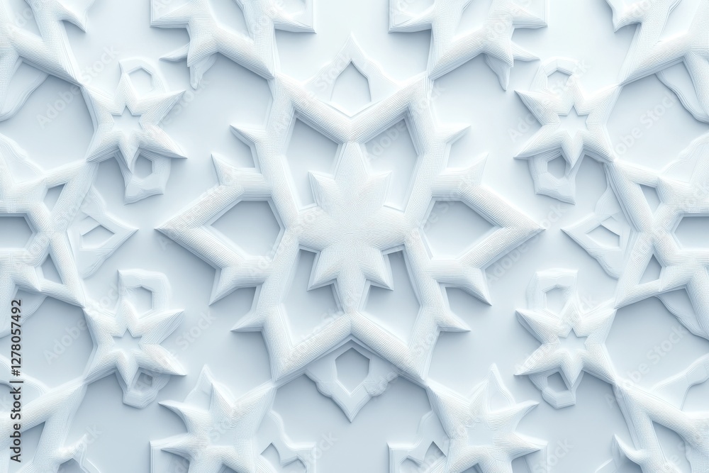 Fototapeta premium 3D Eid Star Pattern Isolated and White Background