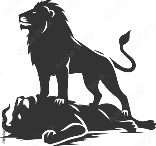 A lion standing over a defeated enemy