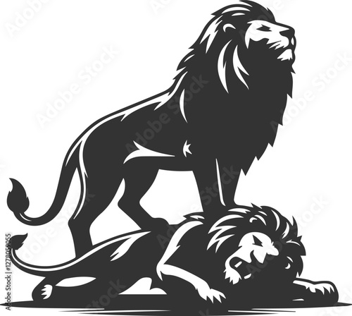 A lion standing over a defeated enemy