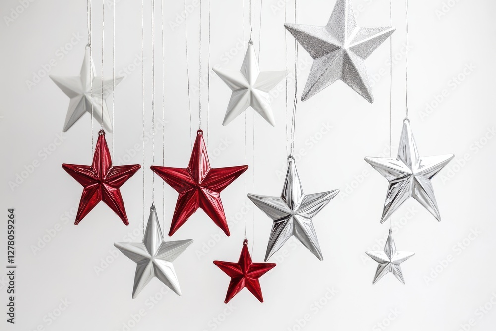 3D Hanging Stars Isolated and White Background 3D Hanging Stars Isolated and White Background