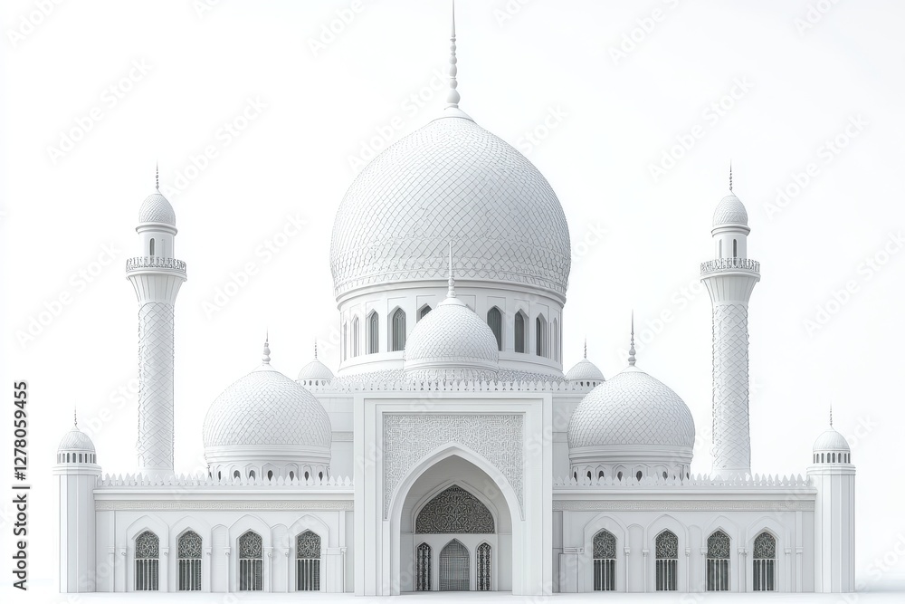 Fototapeta premium 3D Mosque Dome Decor Isolated and White Background