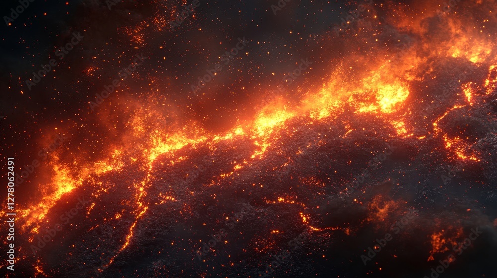 lava field with glowing textures. lava field with glowing textures.