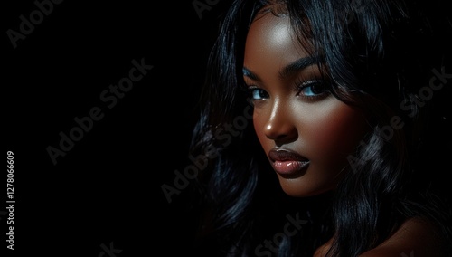 Wallpaper Mural A close-up portrait of a beautiful black woman with long shiny hair and make-up . Haircare, beauty and cosmetics concept. Torontodigital.ca