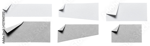 Fotografie Collection set of many isolated cut out blank white gray paper notes with folded