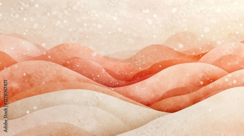 Abstract artistic image of layered soft colored wavy landscapes