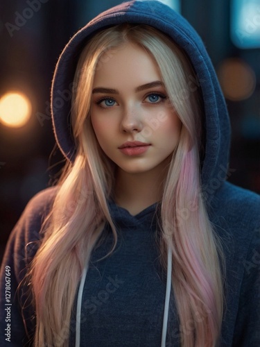 a Russian girl in her 20s with impressive blue eyes