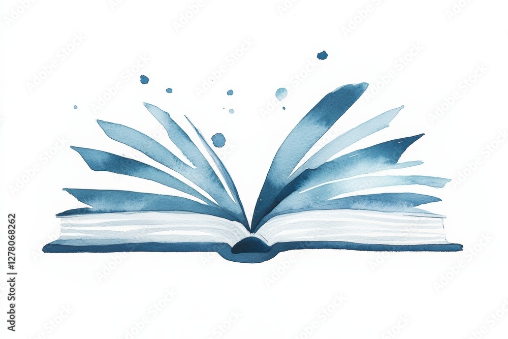 Watercolor Illustration of an Open Book with Artistic Flair Watercolor Illustration of an Open Book with Artistic Flair