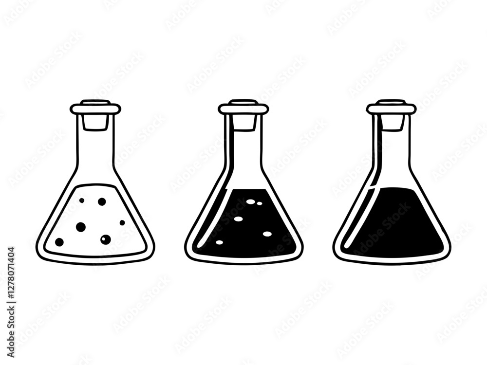 Chemical flask icon set, Vector icon, Line art Vector, Doodle Icon Chemical flask icon set, Vector icon, Line art Vector, Doodle Icon
