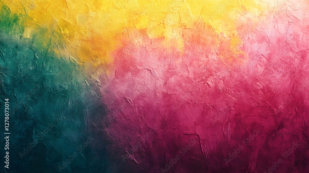 Fototapeta premium A stunning abstract textured painting with a gradient blend of pink, green, and yellow, creating a rich and dynamic composition.