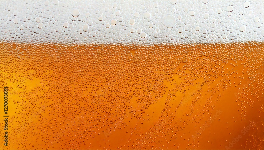 Primer plano de espuma de cerveza: espuma blanca y líquido amarillo en la cerveza. Primer plano de espuma de cerveza: espuma blanca y líquido amarillo en la cerveza.