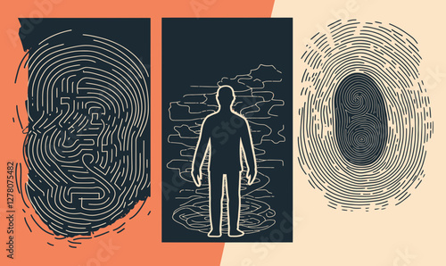 Journey of Self-Discovery: Illustrated Concept of Life's Labyrinth and Identity