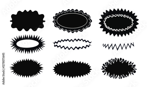 Dynamic Zig Zag Oval Shape Vector Set for Minimalist Graphic Design Projects