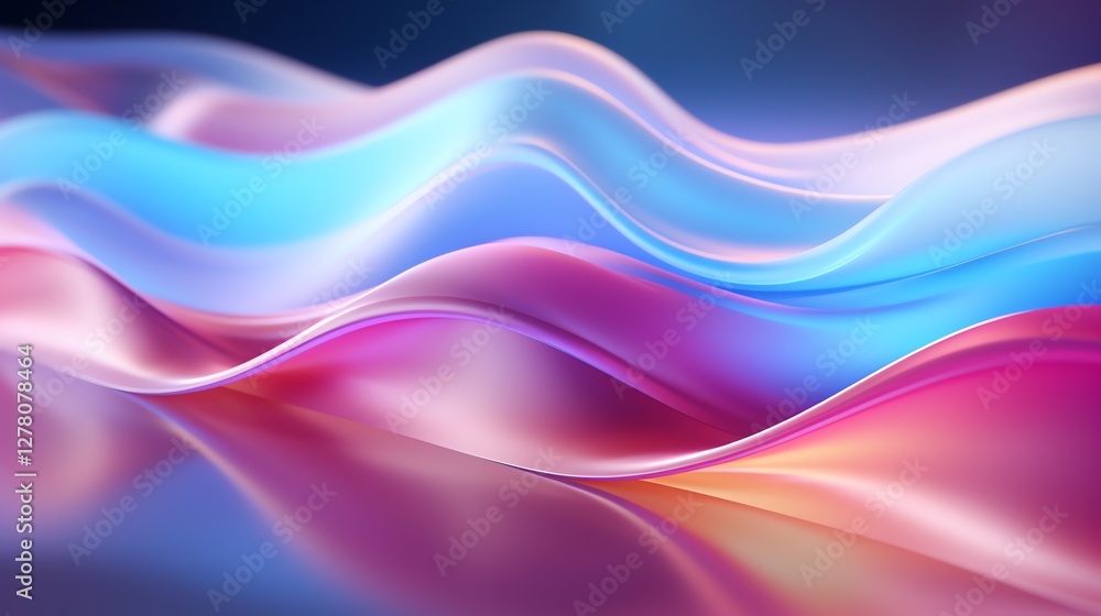 Fototapeta premium Hyper-realistic 3D render of abstract wavy lines in blue-purple gradient. Perfect for wallpapers, designs, and creative projects. Award-winning quality.