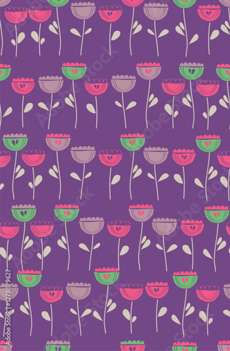 Purple Flower Seamless Pattern design background